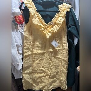 Faherty Gold Ruffled Sleeveless dress